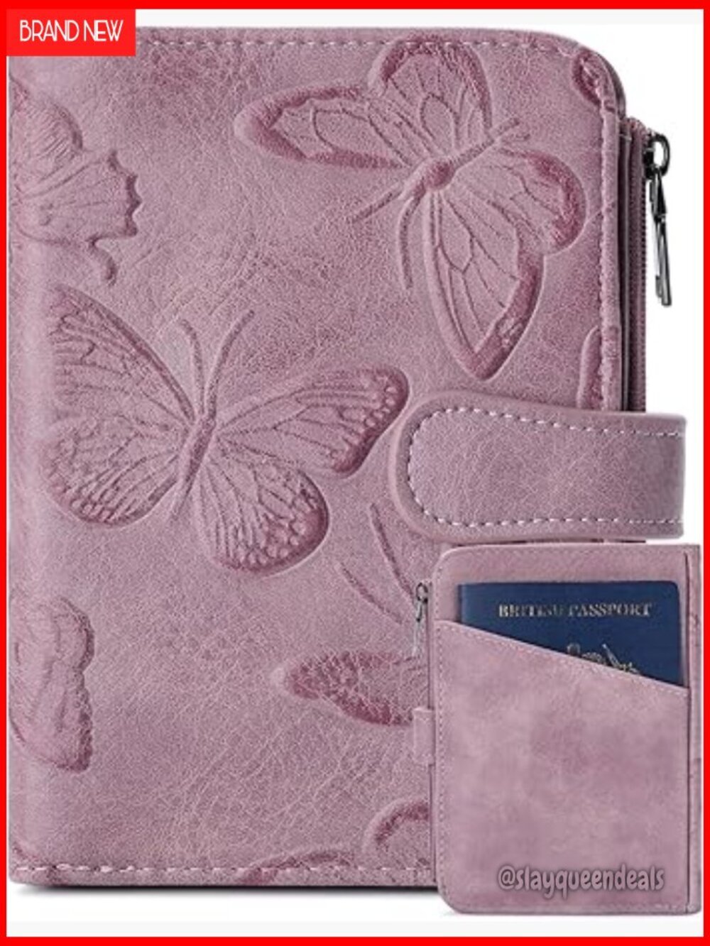 Slim RFID Blocking Vegan Leather Wallet with Passport Holder & Coin Pocket